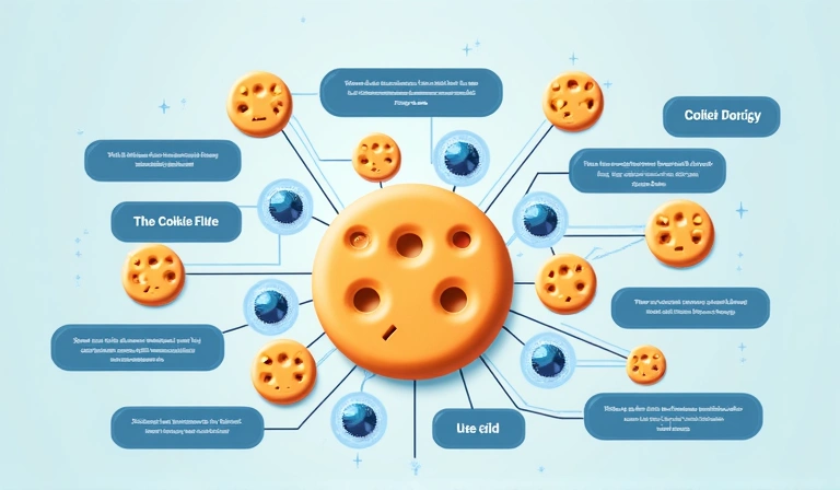Illustration of a cookie and digital data flow