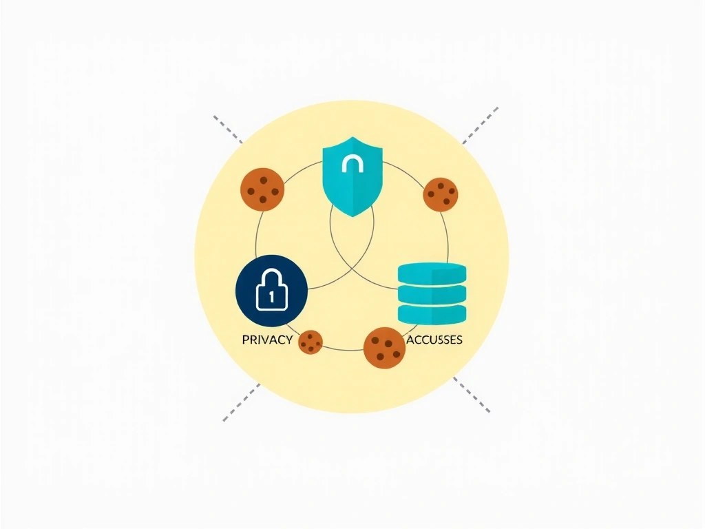Illustrazione di un biscotto digitale con icone di privacy e dati