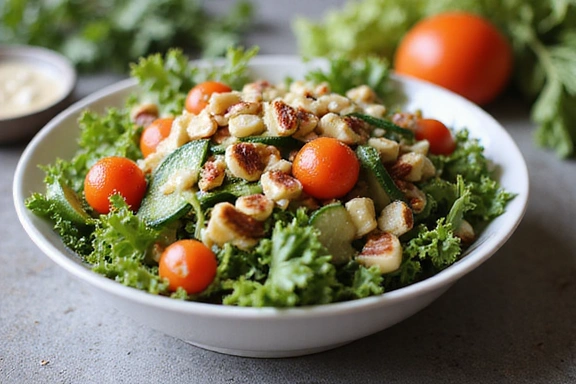 A colorful salad bowl, representing healthy eating habits