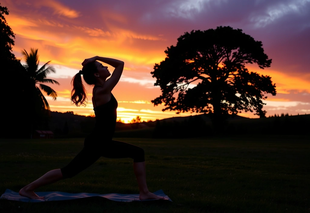 Persona che fa yoga all'alba