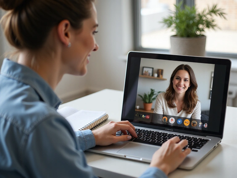 Person having an online video consultation with a nutritionist